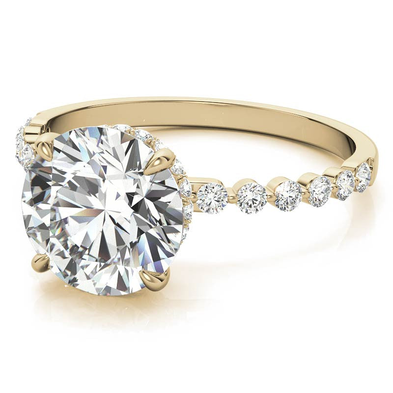 Round Brilliant Moissanite & Diamond Collar Engagement Ring