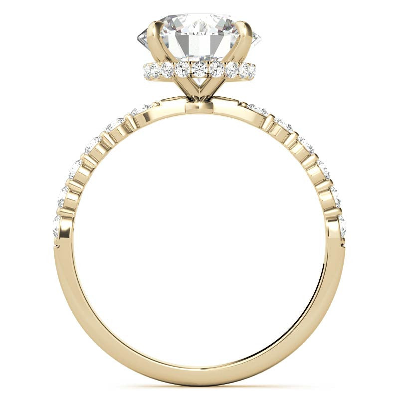 Round Brilliant Moissanite & Diamond Collar Engagement Ring