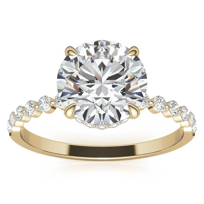 Round Brilliant Moissanite & Diamond Collar Engagement Ring