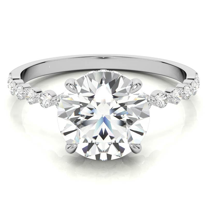 Round Brilliant Moissanite & Diamond Collar Engagement Ring
