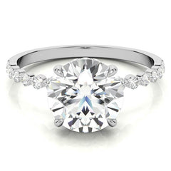 Round Brilliant Moissanite & Diamond Collar Engagement Ring