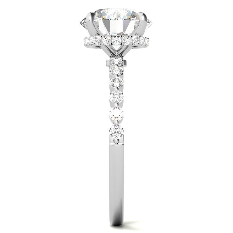 Round Brilliant Moissanite & Diamond Collar Engagement Ring