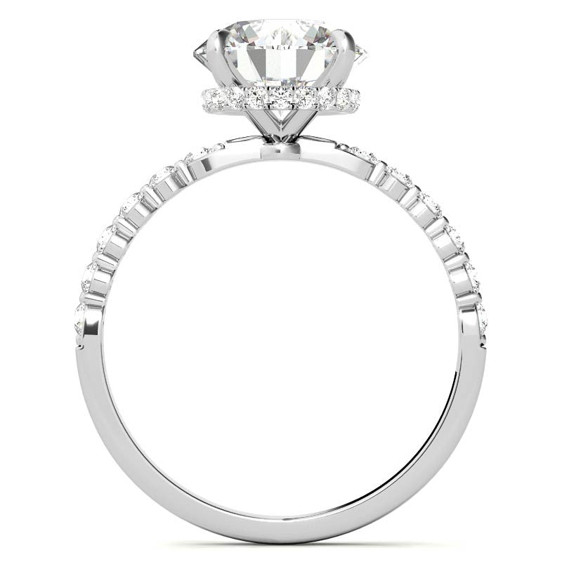 Round Brilliant Moissanite & Diamond Collar Engagement Ring