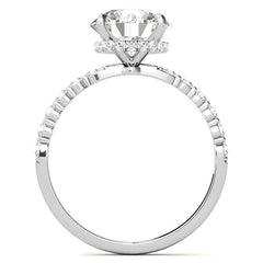 Round Brilliant Moissanite & Diamond Collar Engagement Ring