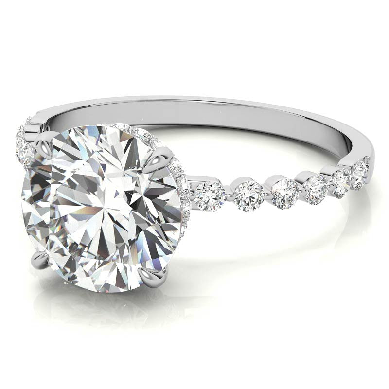 Round Brilliant Moissanite & Diamond Collar Engagement Ring