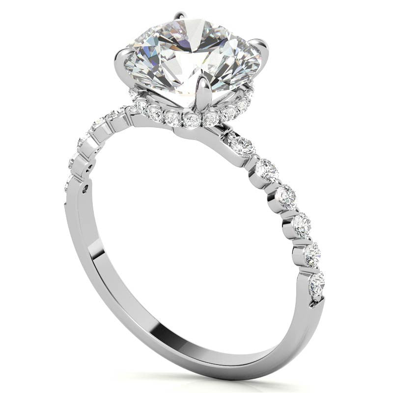 Round Brilliant Moissanite & Diamond Collar Engagement Ring