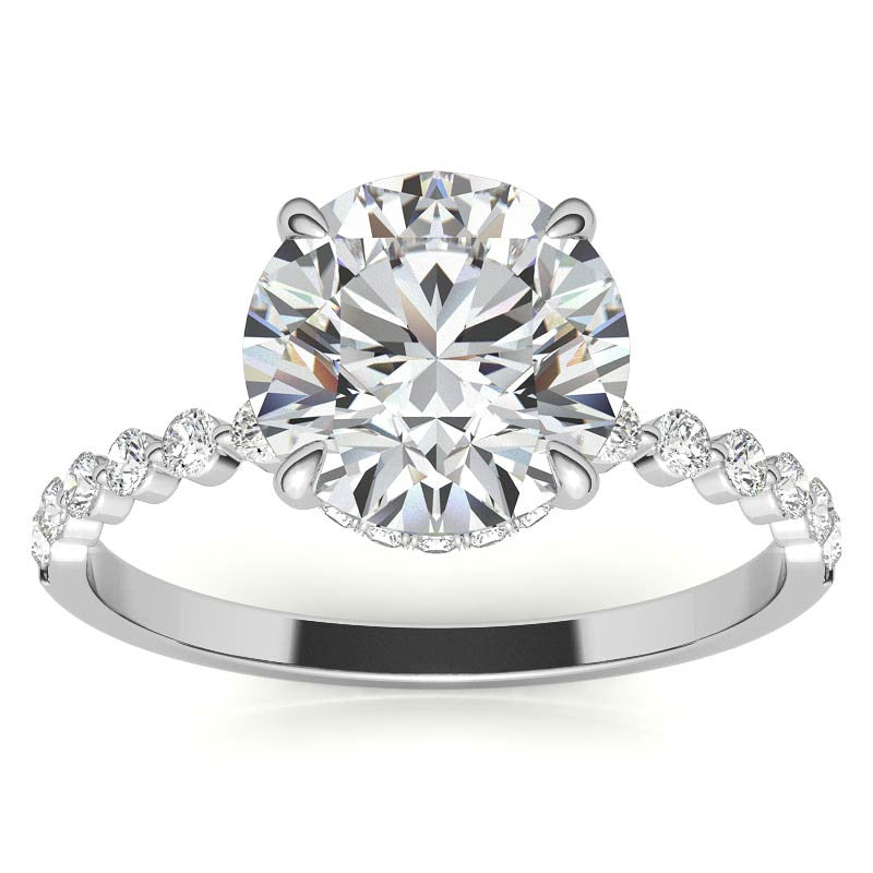 Round Brilliant Moissanite & Diamond Collar Engagement Ring