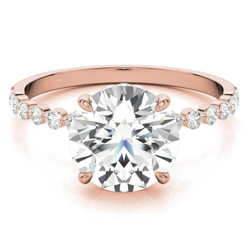 Round Brilliant Moissanite & Diamond Collar Engagement Ring
