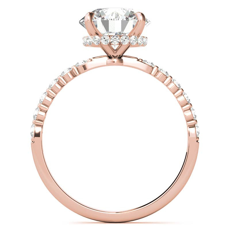Round Brilliant Moissanite & Diamond Collar Engagement Ring
