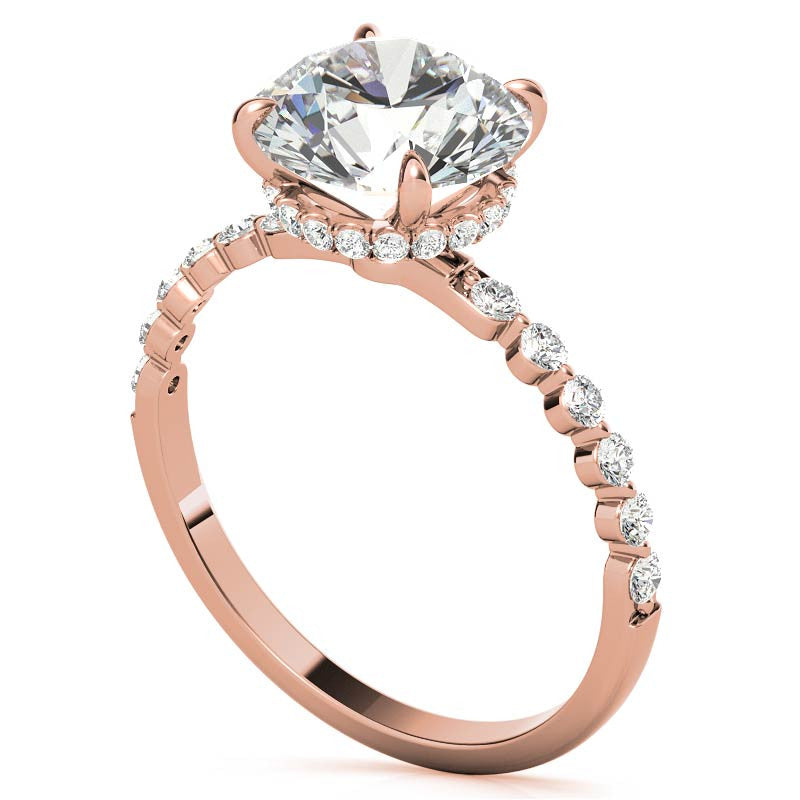Round Brilliant Moissanite & Diamond Collar Engagement Ring