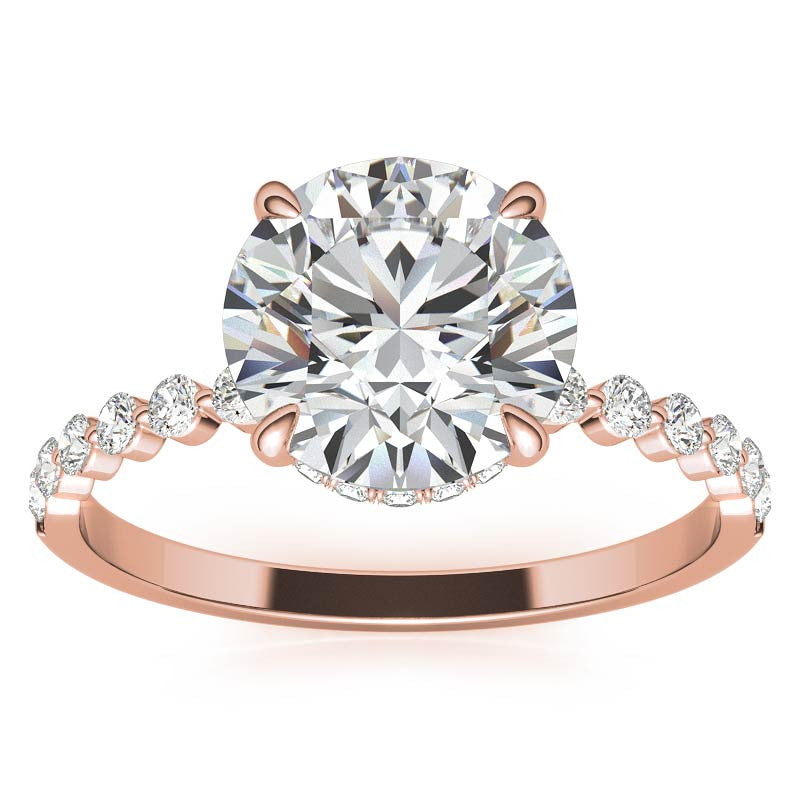Round Brilliant Moissanite & Diamond Collar Engagement Ring