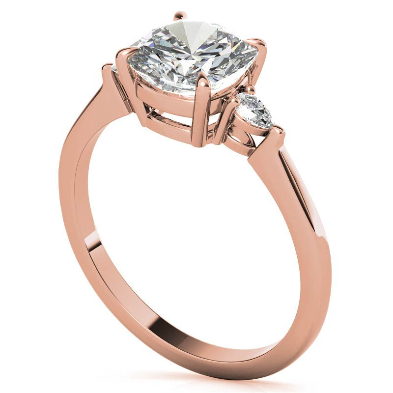 Cushion Moissanite and Diamond Pear 3-Stone Engagement Ring