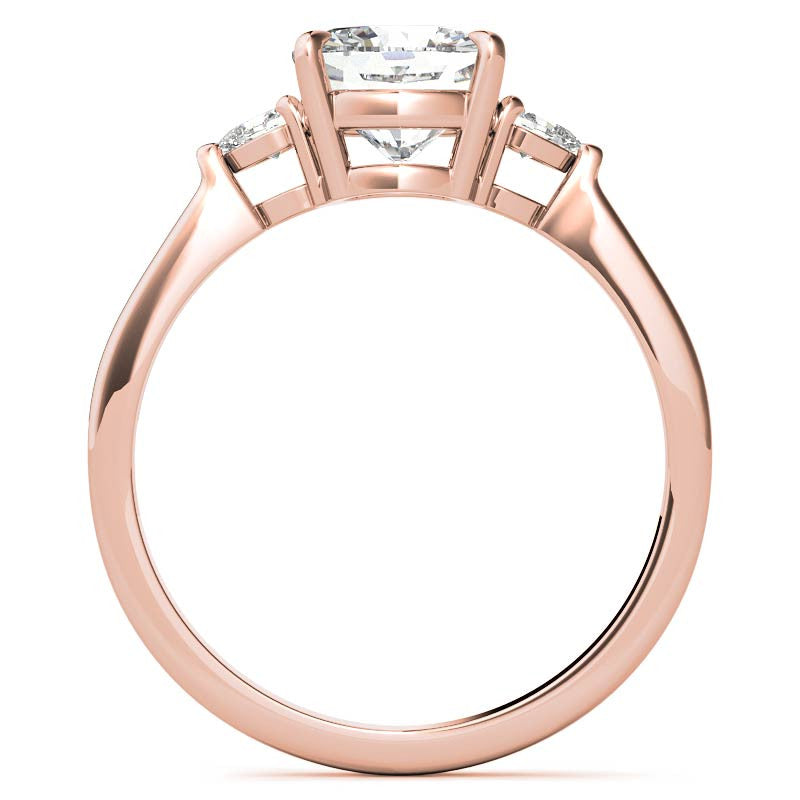 Cushion Moissanite and Diamond Pear 3-Stone Engagement Ring