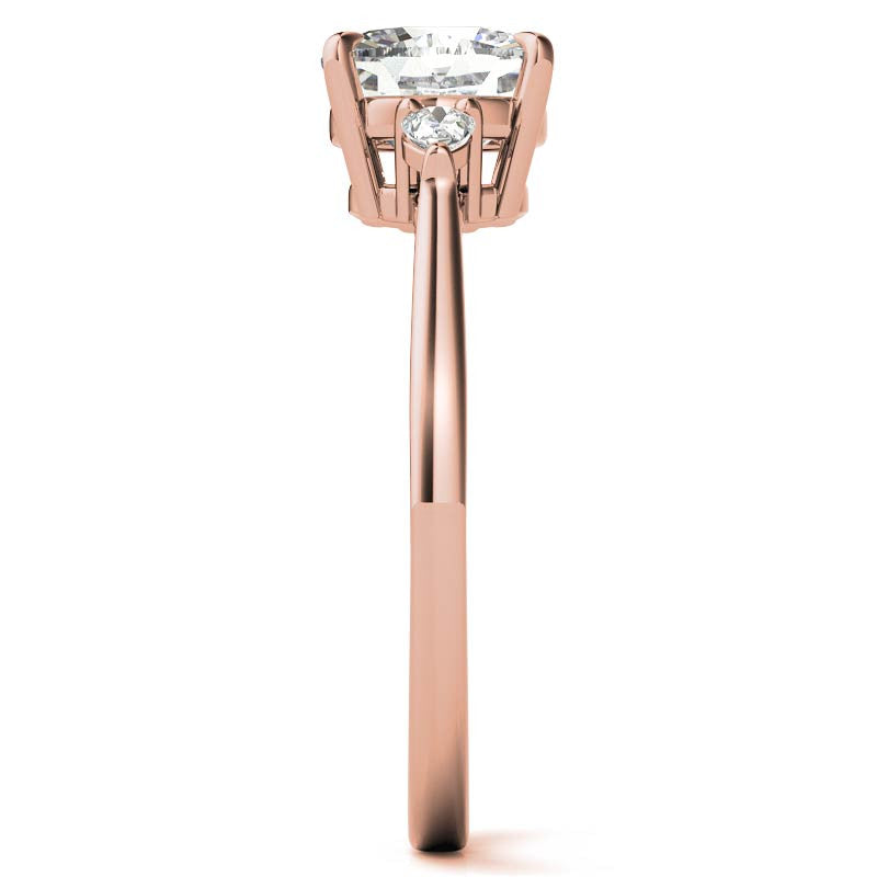 Cushion Moissanite and Diamond Pear 3-Stone Engagement Ring