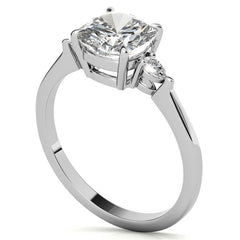 Cushion Moissanite and Diamond Pear 3-Stone Engagement Ring