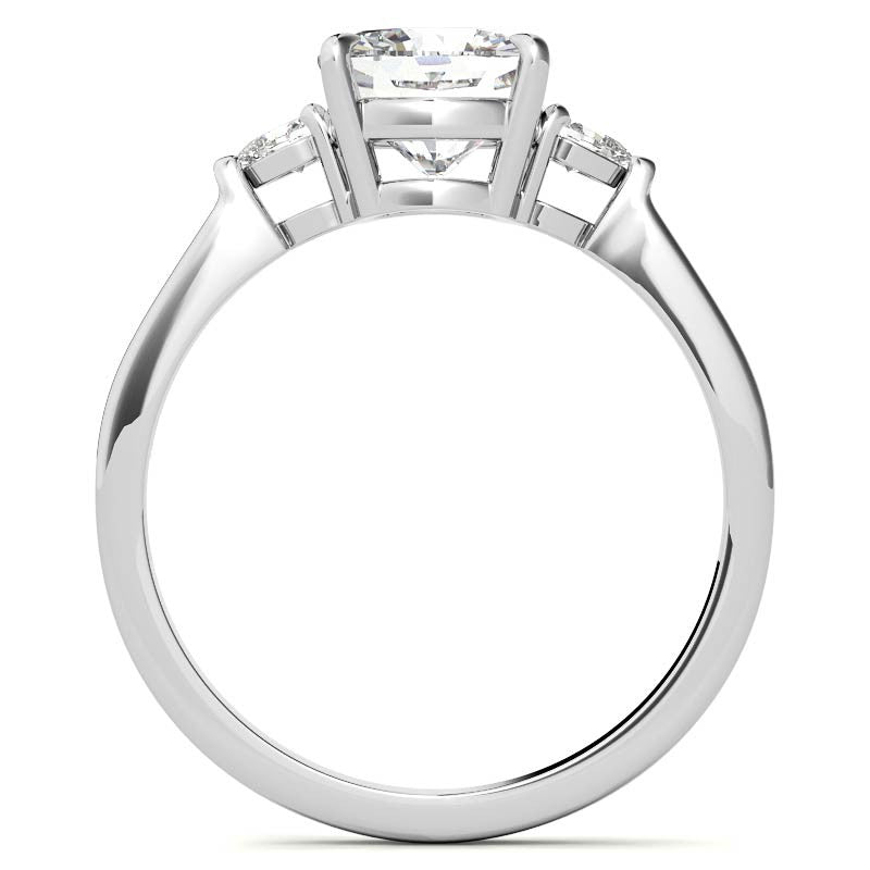 Cushion Moissanite and Diamond Pear 3-Stone Engagement Ring