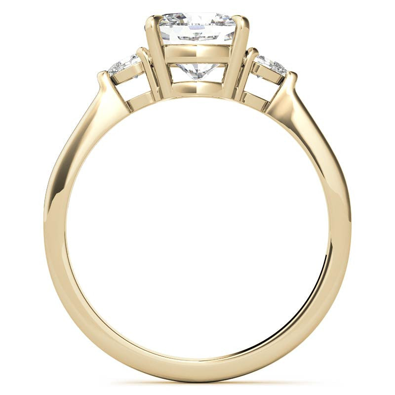 Cushion Moissanite and Diamond Pear 3-Stone Engagement Ring