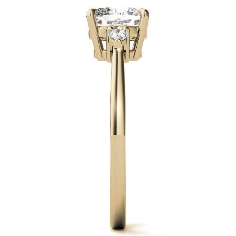 Cushion Moissanite and Diamond Pear 3-Stone Engagement Ring