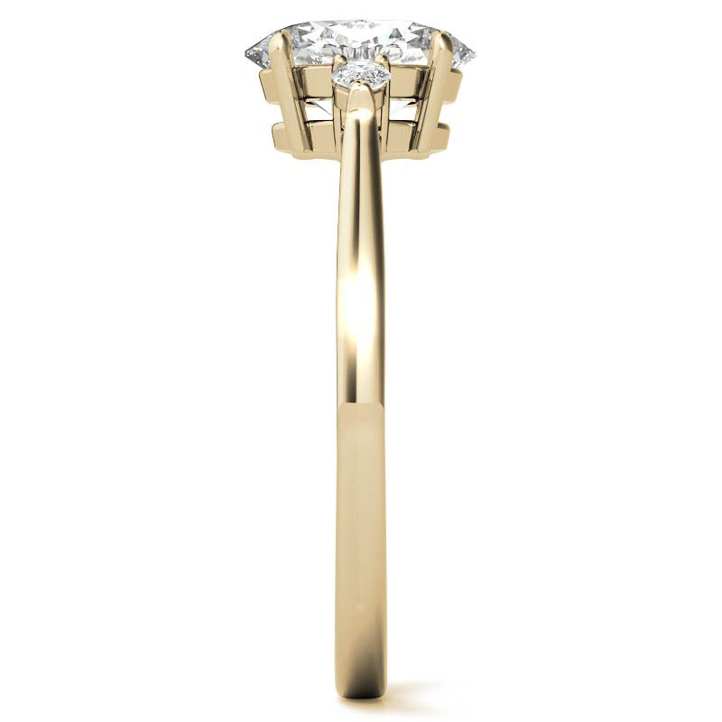 Oval Moissanite & Diamond Pear 3-Stone Engagement Ring