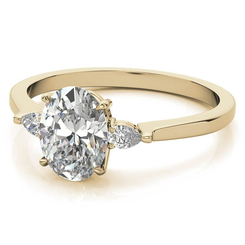 Oval Moissanite & Diamond Pear 3-Stone Engagement Ring