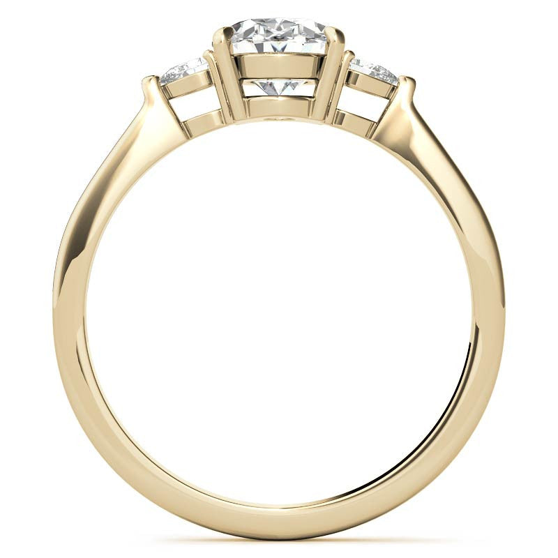 Oval Moissanite & Diamond Pear 3-Stone Engagement Ring
