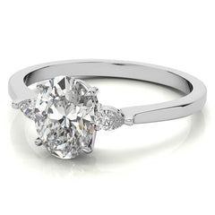 Oval Moissanite & Diamond Pear 3-Stone Engagement Ring