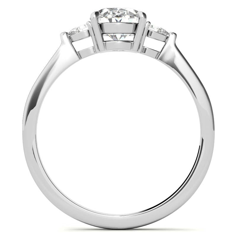 Oval Moissanite & Diamond Pear 3-Stone Engagement Ring