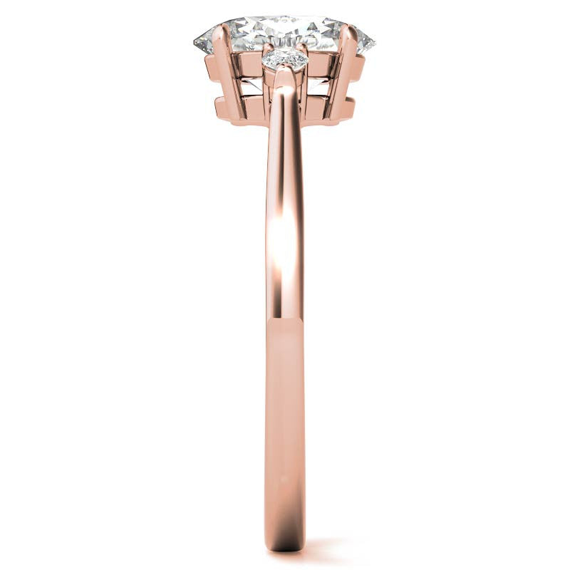 Oval Moissanite & Diamond Pear 3-Stone Engagement Ring