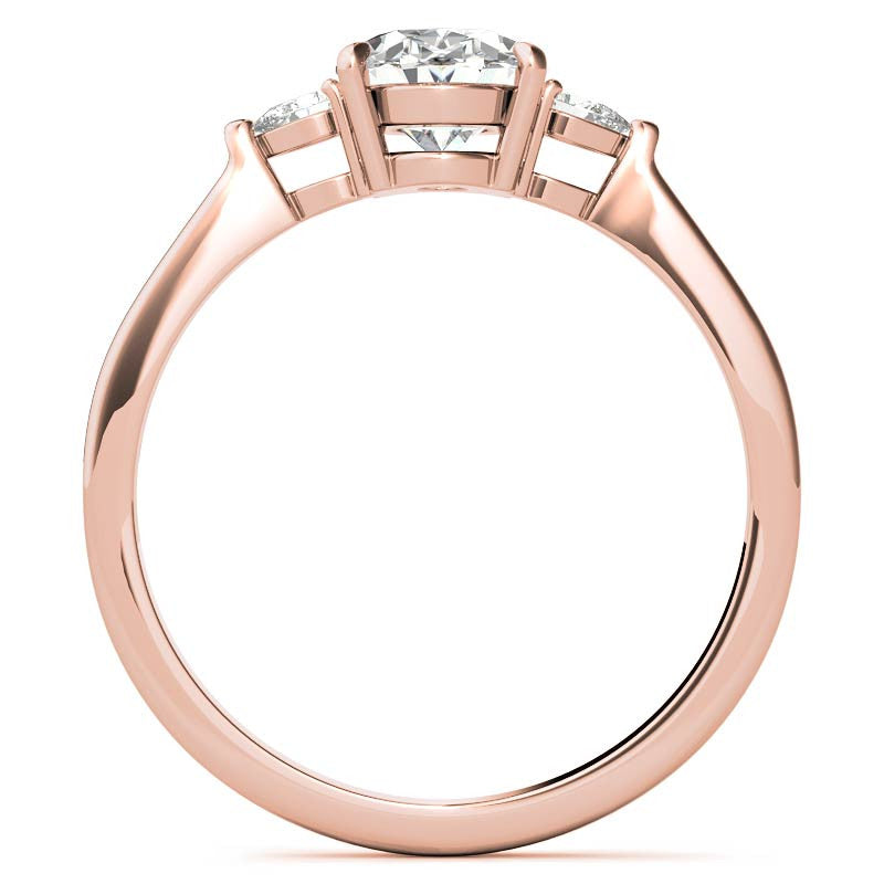 Oval Moissanite & Diamond Pear 3-Stone Engagement Ring