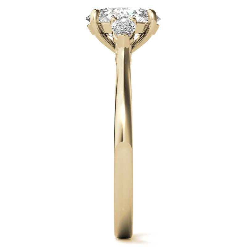 Oval & Pear Moissanite Cathedral 3-Stone Ring