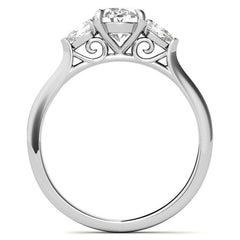 Oval & Pear Moissanite Cathedral 3-Stone Ring