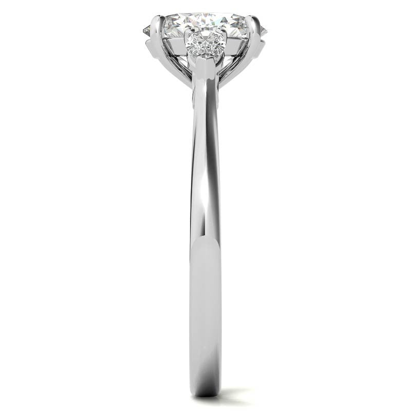 Oval & Pear Moissanite Cathedral 3-Stone Ring
