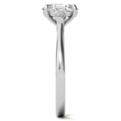 Oval & Pear Moissanite Cathedral 3-Stone Ring