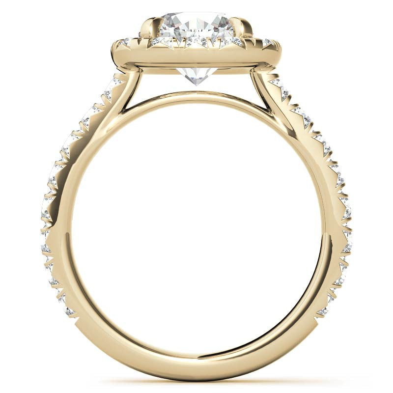 Round Brilliant Moissanite with Cushion Halo Engagement Ring