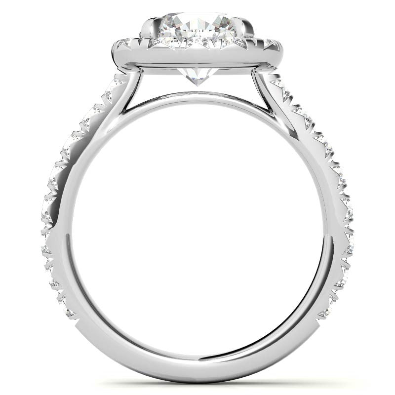 Round Brilliant Moissanite with Cushion Halo Engagement Ring