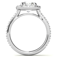 Round Brilliant Moissanite with Cushion Halo Engagement Ring