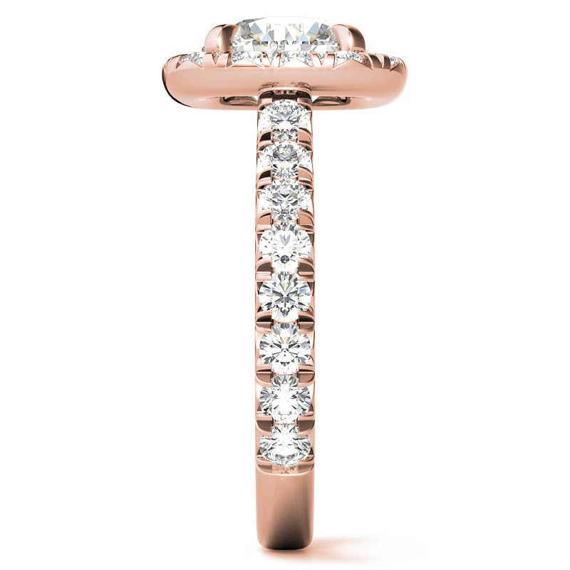 Round Brilliant Moissanite with Cushion Halo Engagement Ring