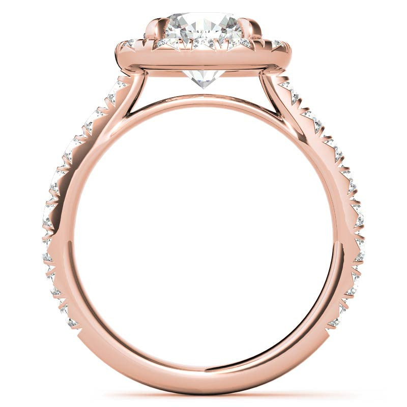 Round Brilliant Moissanite with Cushion Halo Engagement Ring