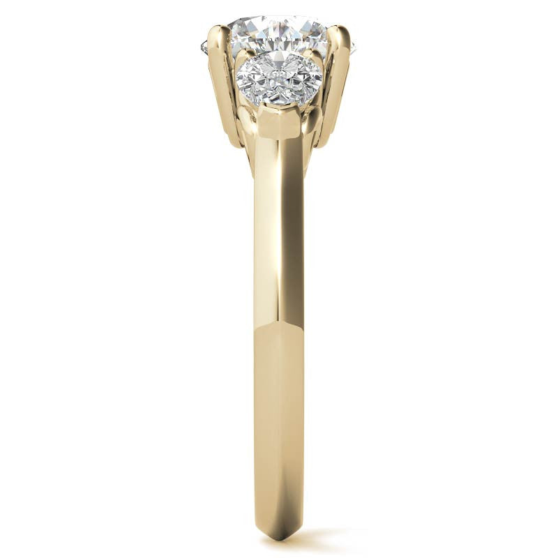 Round and Pear Moissanite 3-Stone Ring