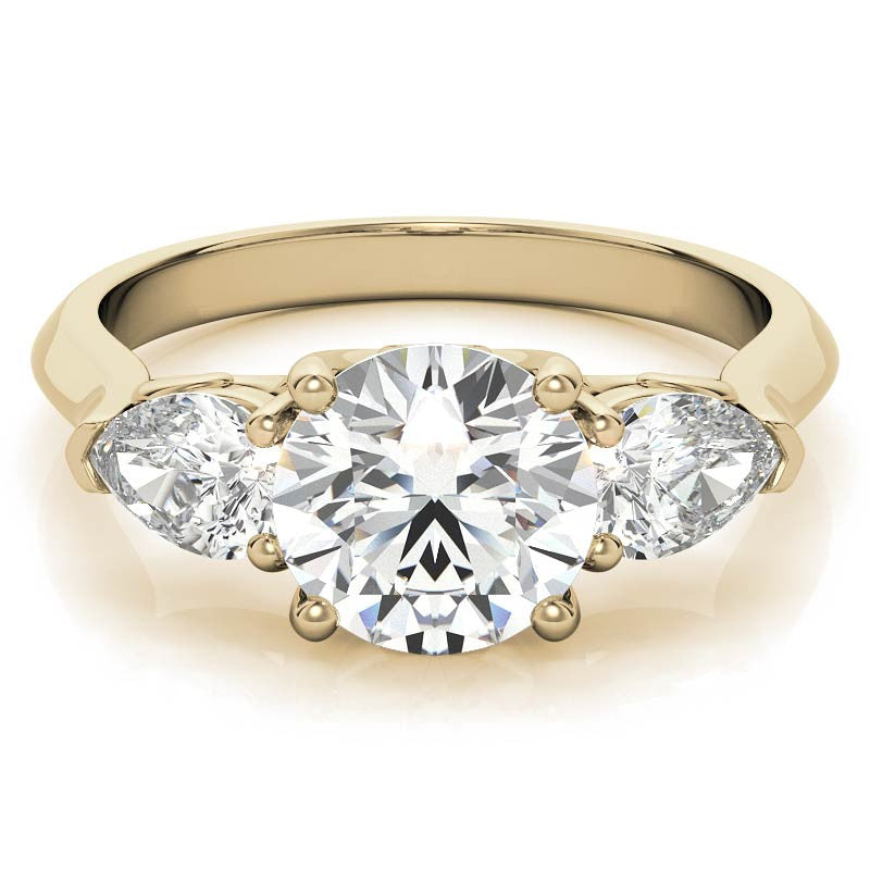 Round and Pear Moissanite 3-Stone Ring