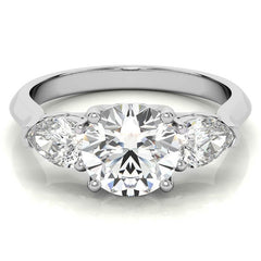 Round and Pear Moissanite 3-Stone Ring