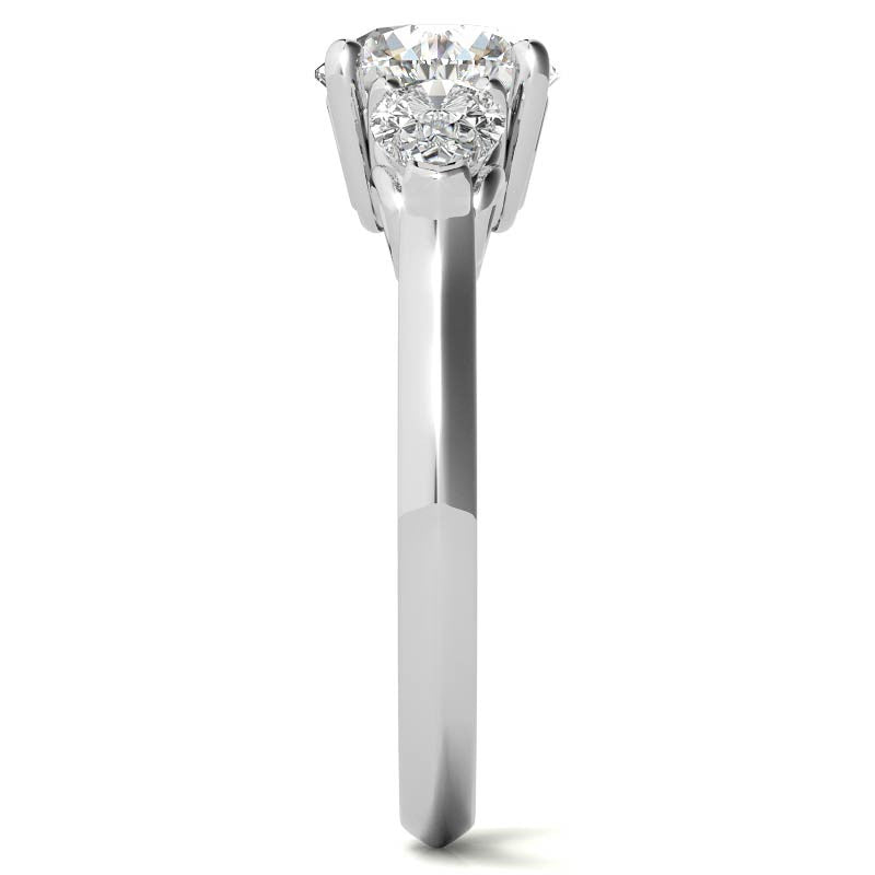 Round and Pear Moissanite 3-Stone Ring