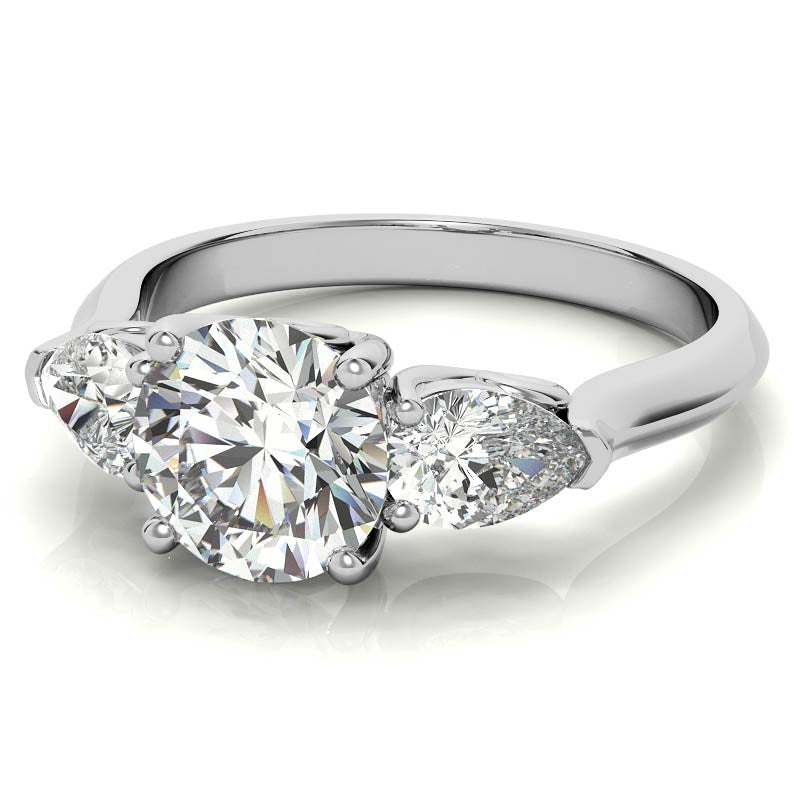 Round and Pear Moissanite 3-Stone Ring