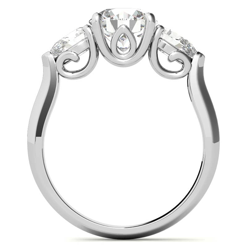 Round and Pear Moissanite 3-Stone Ring