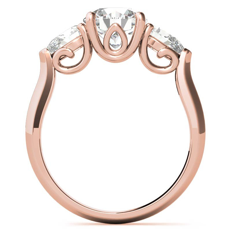 Round and Pear Moissanite 3-Stone Ring