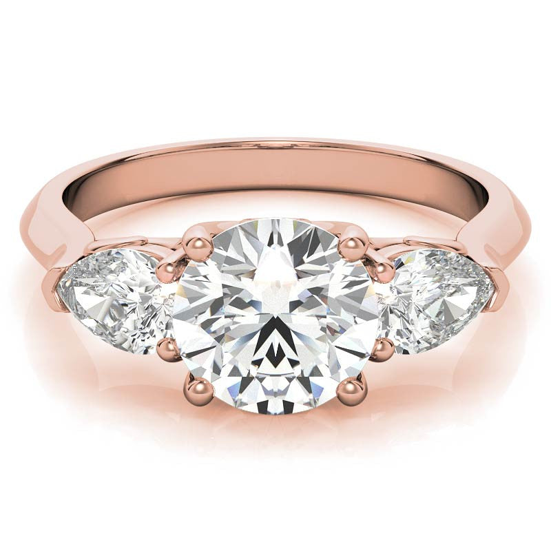 Round and Pear Moissanite 3-Stone Ring