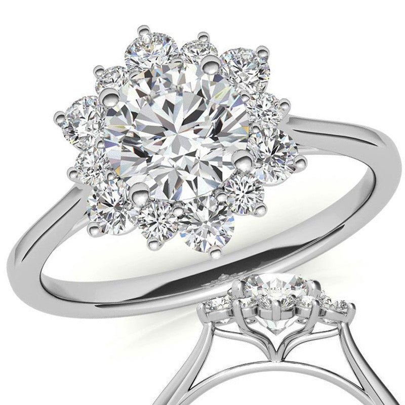 Round Brilliant Moissanite Snowflake Halo Engagement Ring