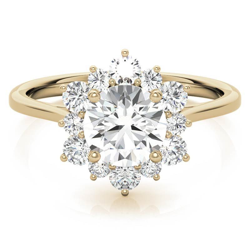 Round Brilliant Moissanite Snowflake Halo Engagement Ring