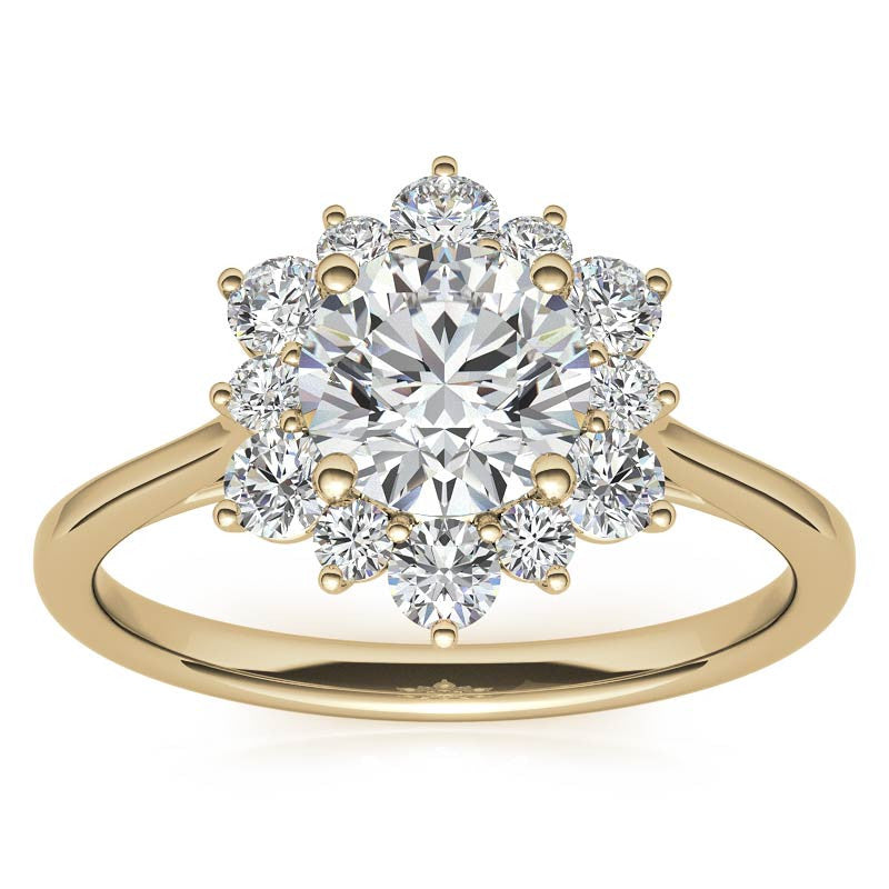 Round Brilliant Moissanite Snowflake Halo Engagement Ring