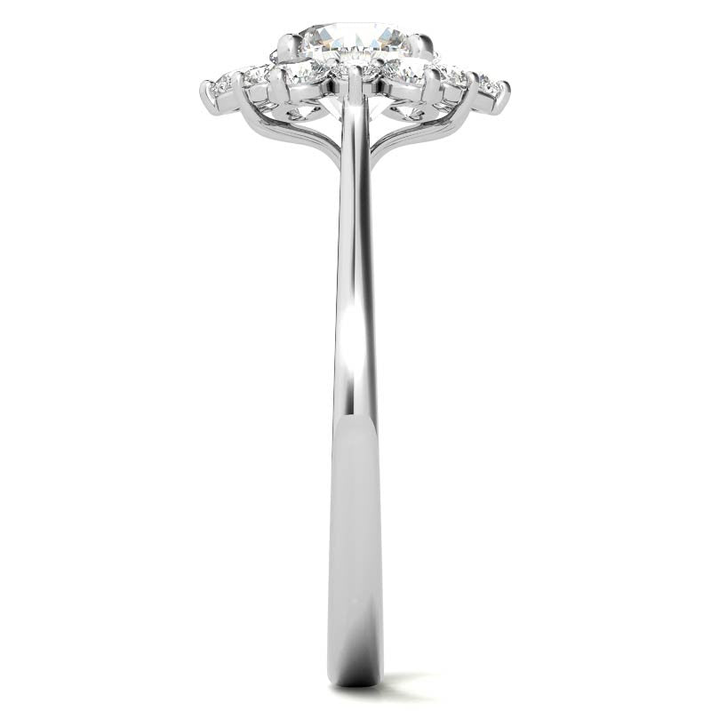 Round Brilliant Moissanite Snowflake Halo Engagement Ring